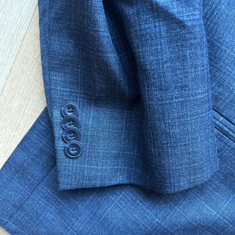 Michael Kors Mens Blue Crosshatch Two Button Blazer‎ Sport Coat Jacket Wedding